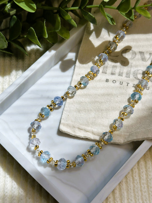 Elise Necklace| Glass Beaded Necklace (Blue)