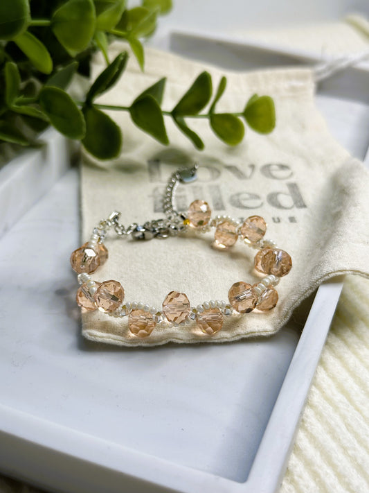 Rosie Bracelet | Glass Beaded Bracelet (Peachy Pink)