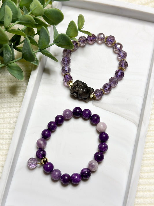 SS08| Purple Crystal Bracelet Stack | Nine Tailed fox | 2 piece set