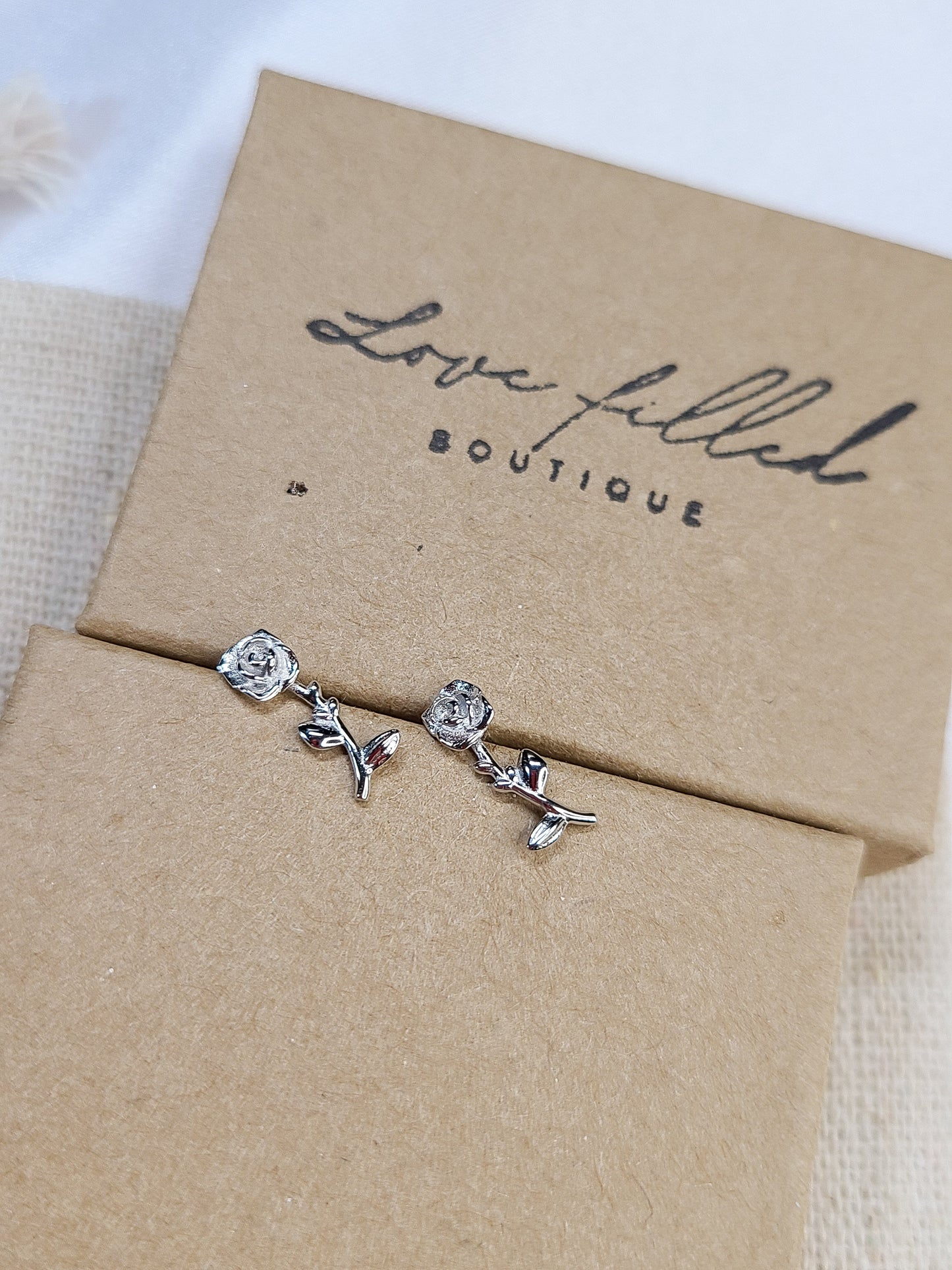 Silver Rosé Stud Earrings | 925 Sterling Silver