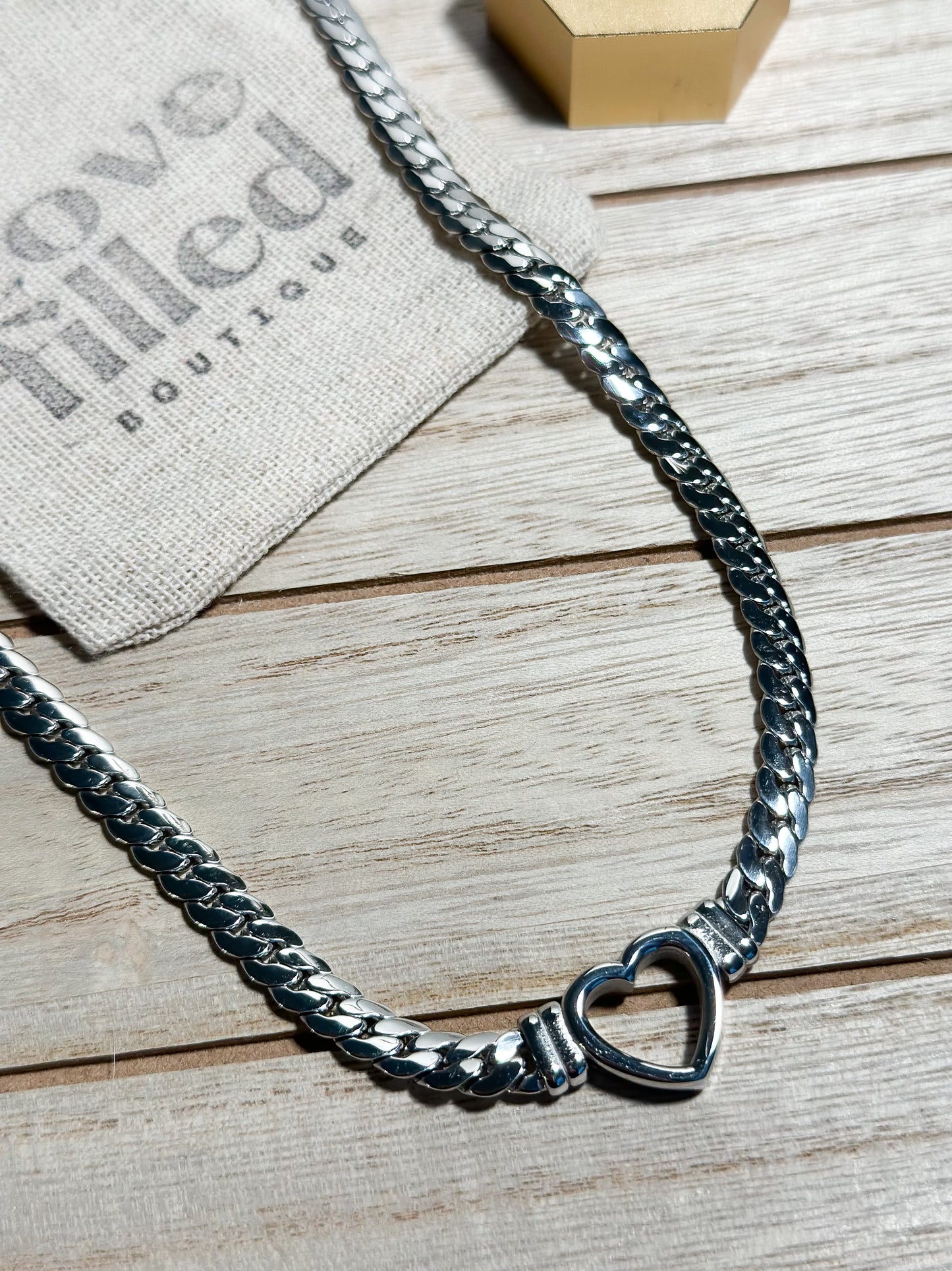 Heart Cuban Chain Necklace