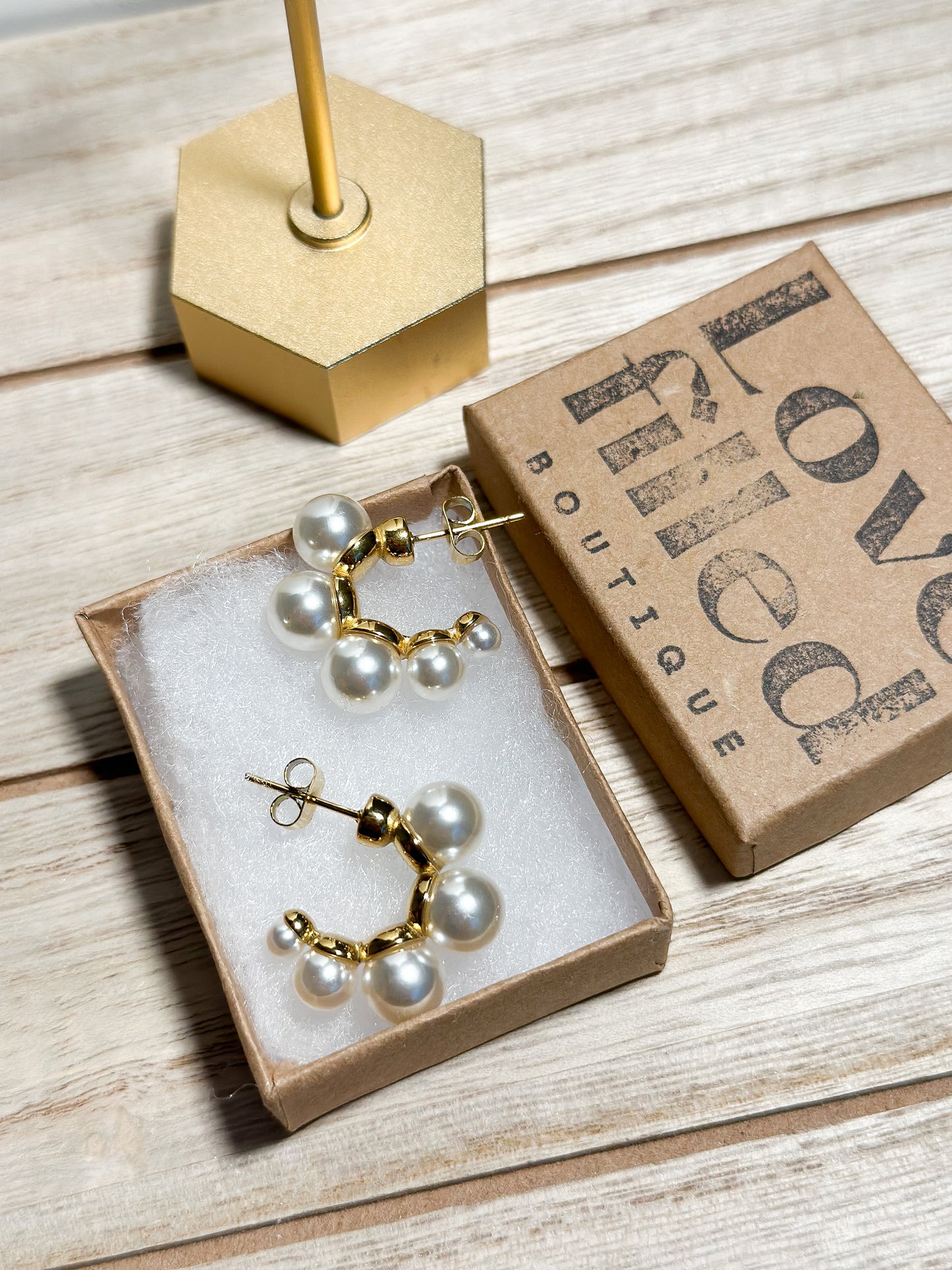 Gold Plated Stainless Steel Pearl Earrings