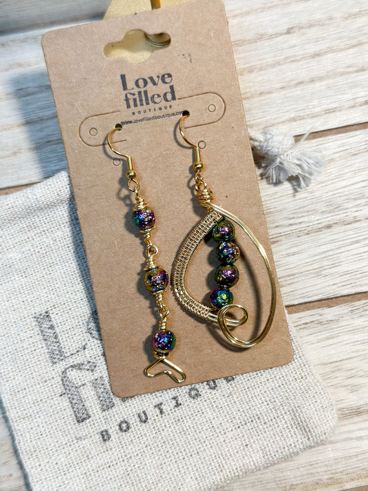 Mystic Leaf Asymmetrical Earrings