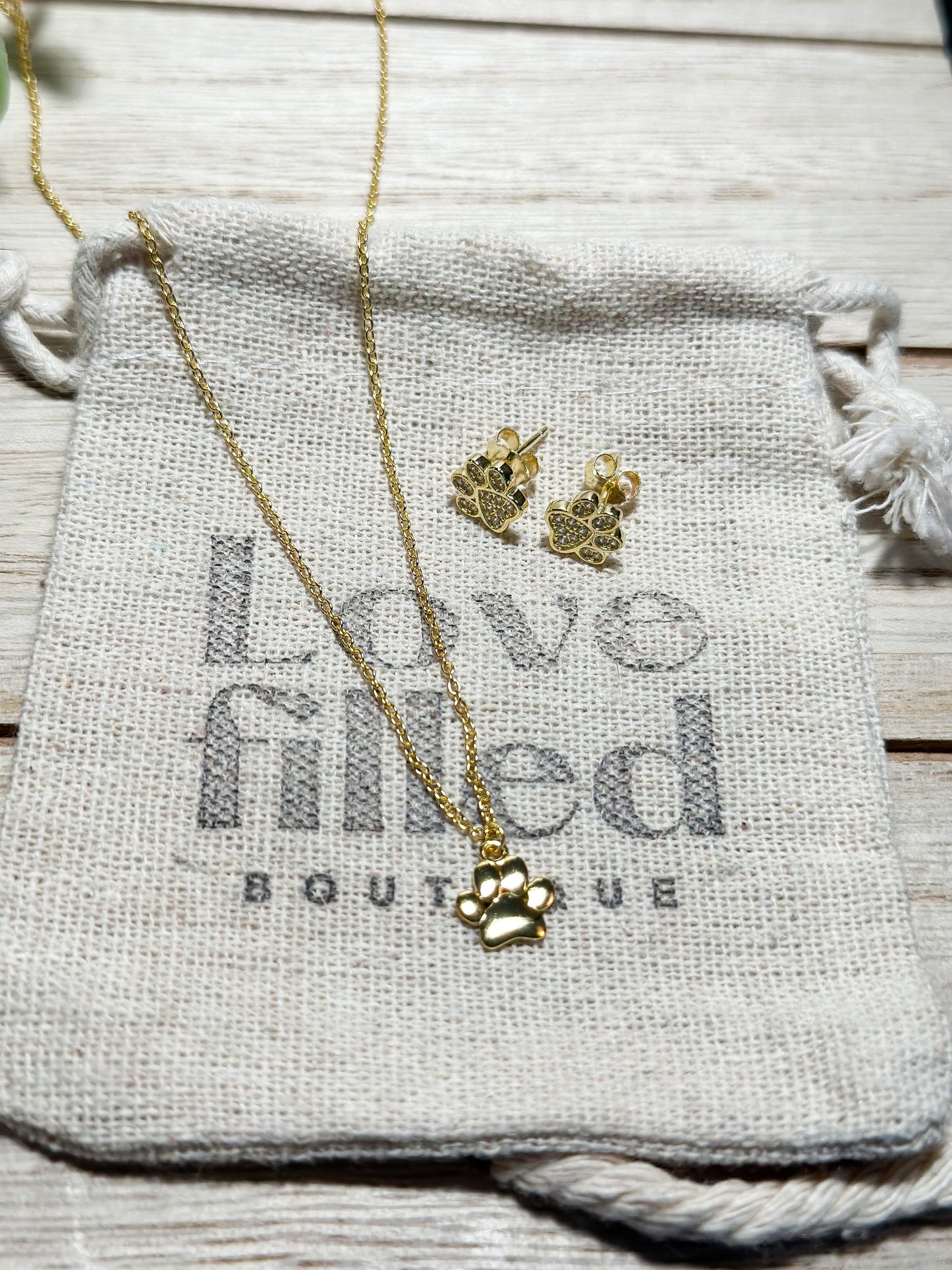 Gold Dog Paw Necklace| 925 Sterling Silver