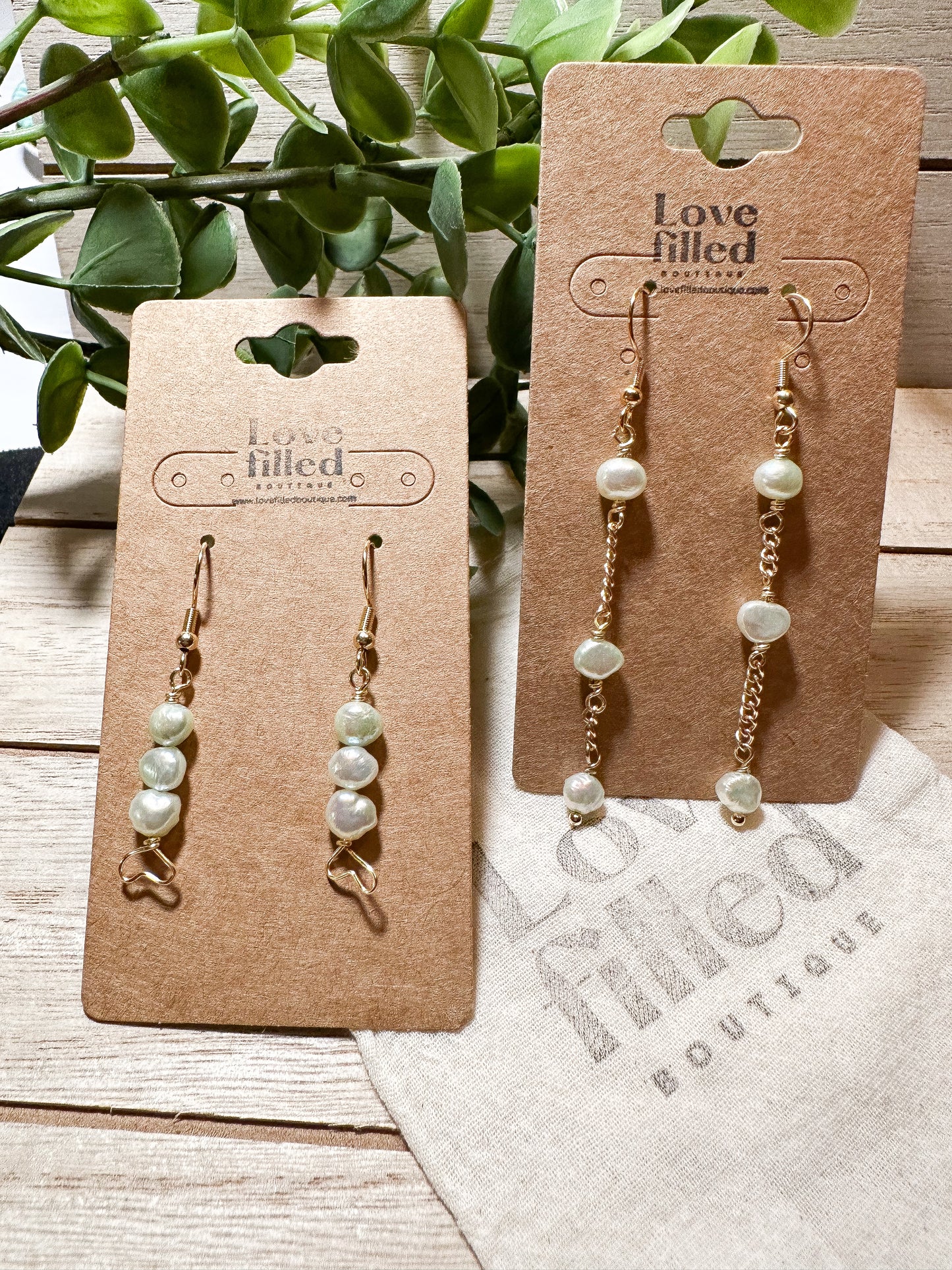 Iris Fresh Water Pearl Dangling Earrings  | Soft mint green colored pearls