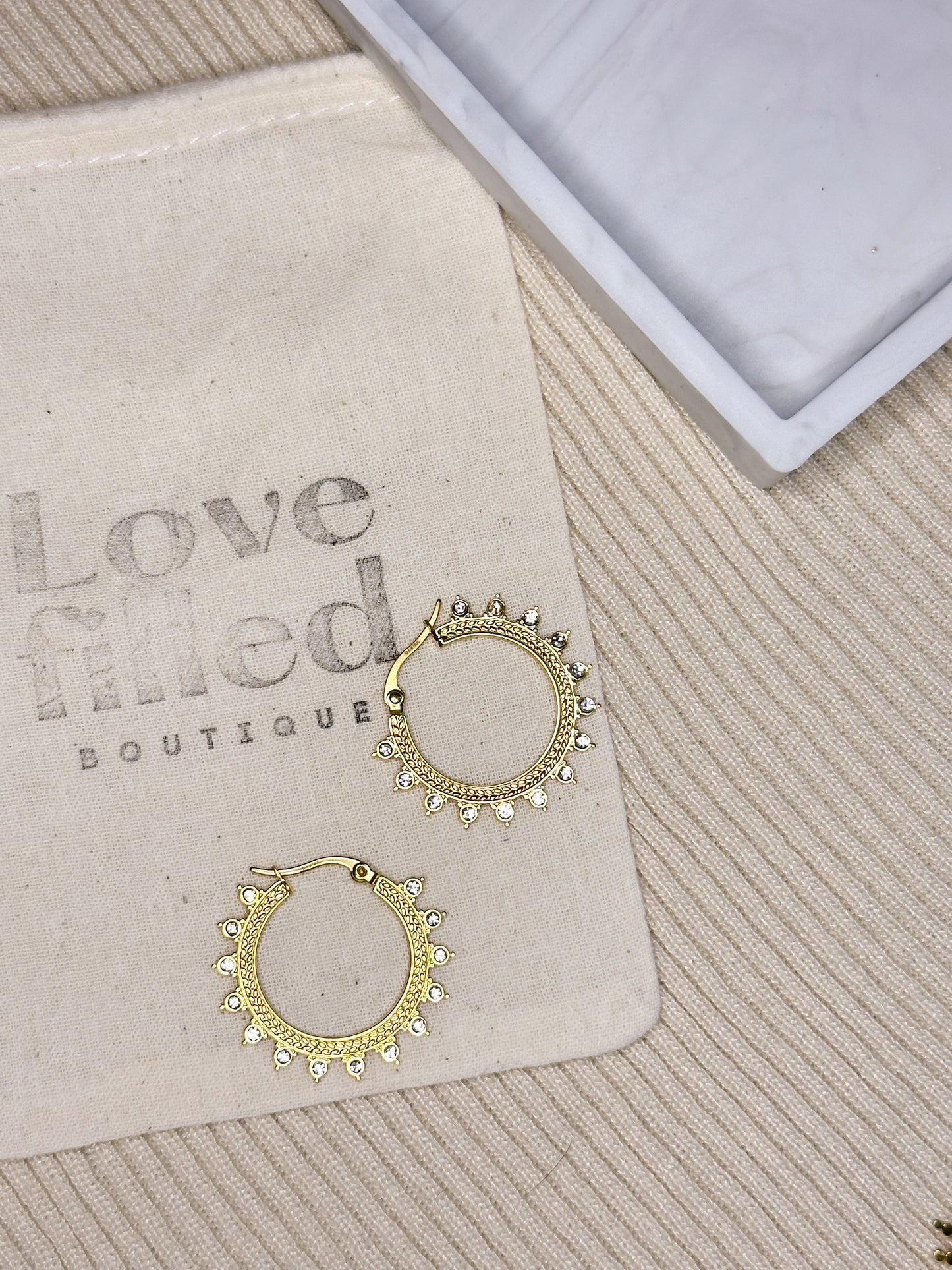 Golden Sunset Hoop Earrings | S. Steel