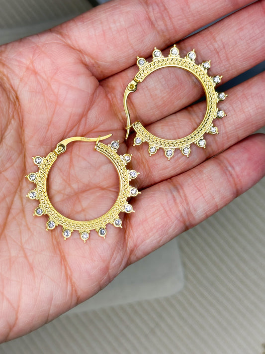 Golden Sunset Hoop Earrings | S. Steel