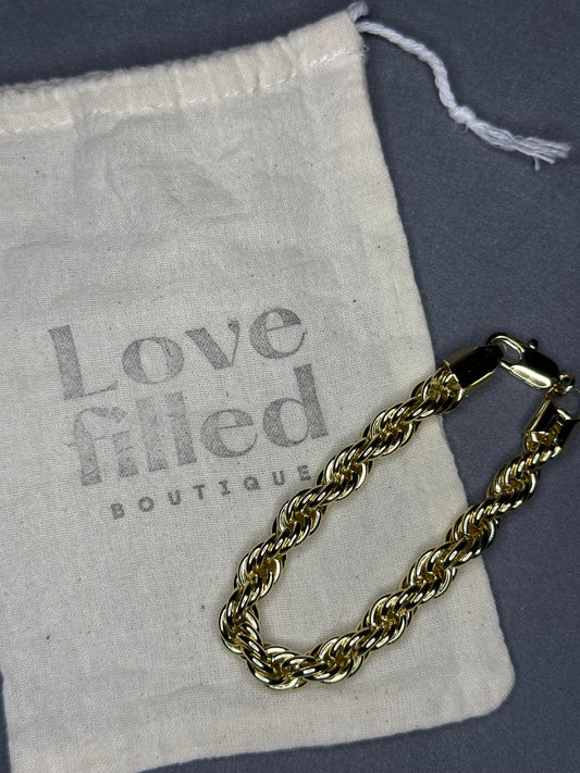 14k Gold Filled Rope Chain Bracelet