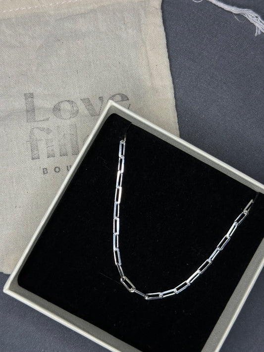 925 Sterling Silver Paper Clip Bracelet