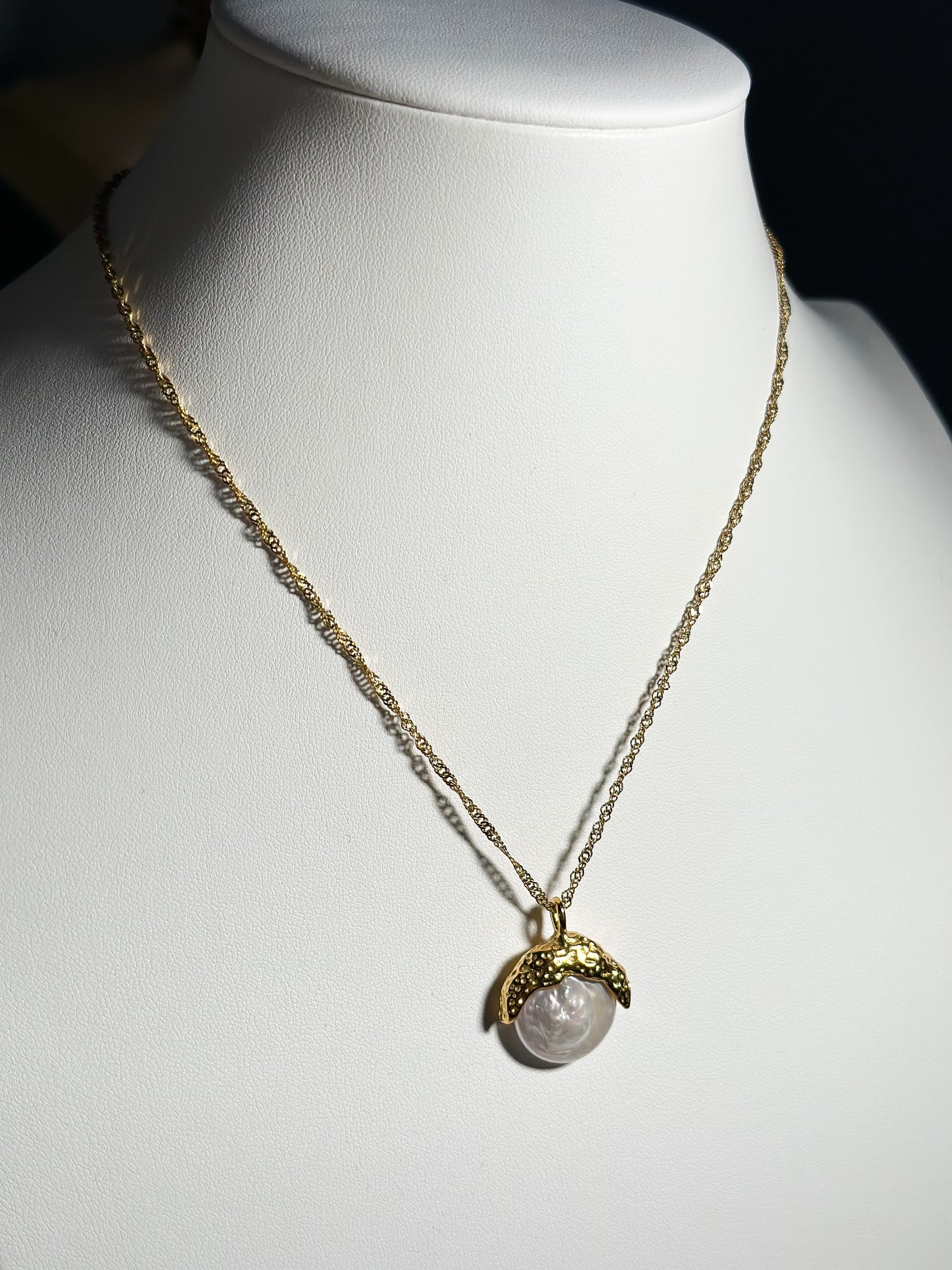 Gold Plated Stainless Steel Pearl Necklace