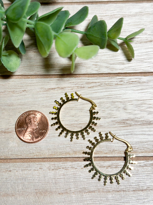 Golden Sunrise Hoop Earrings | S. Steel