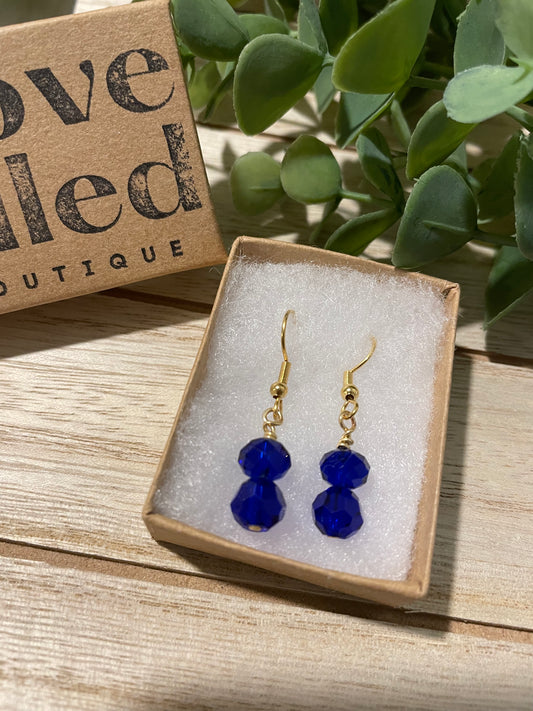 Krystal Dangling Earrings in Blue