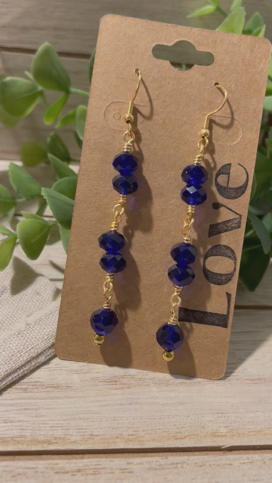 Krystal Dangling Earrings in Blue