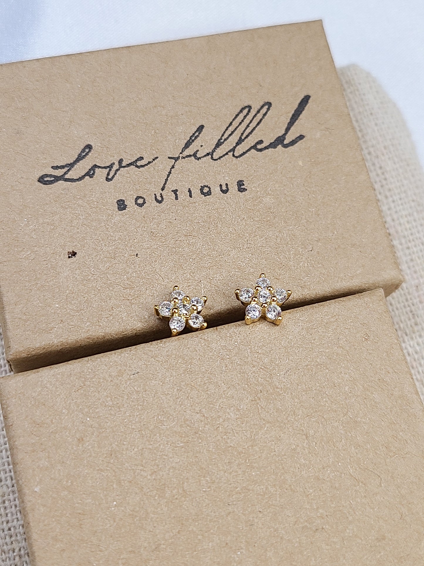 Gold Stella Stud Earrings  | 925 Sterling Silver